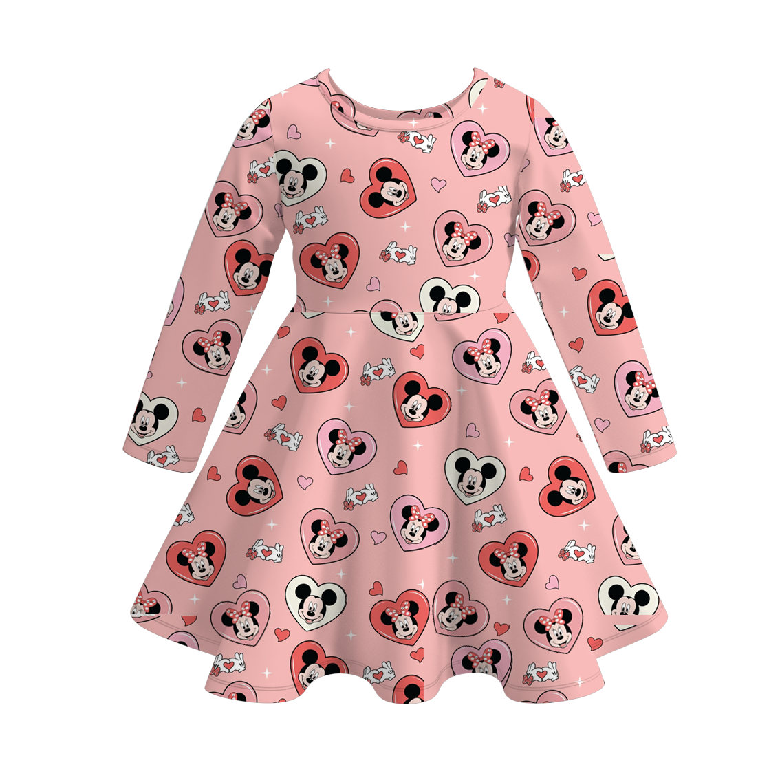 （Pre Order）Girls Valentine's Day Cartoon Print Dress