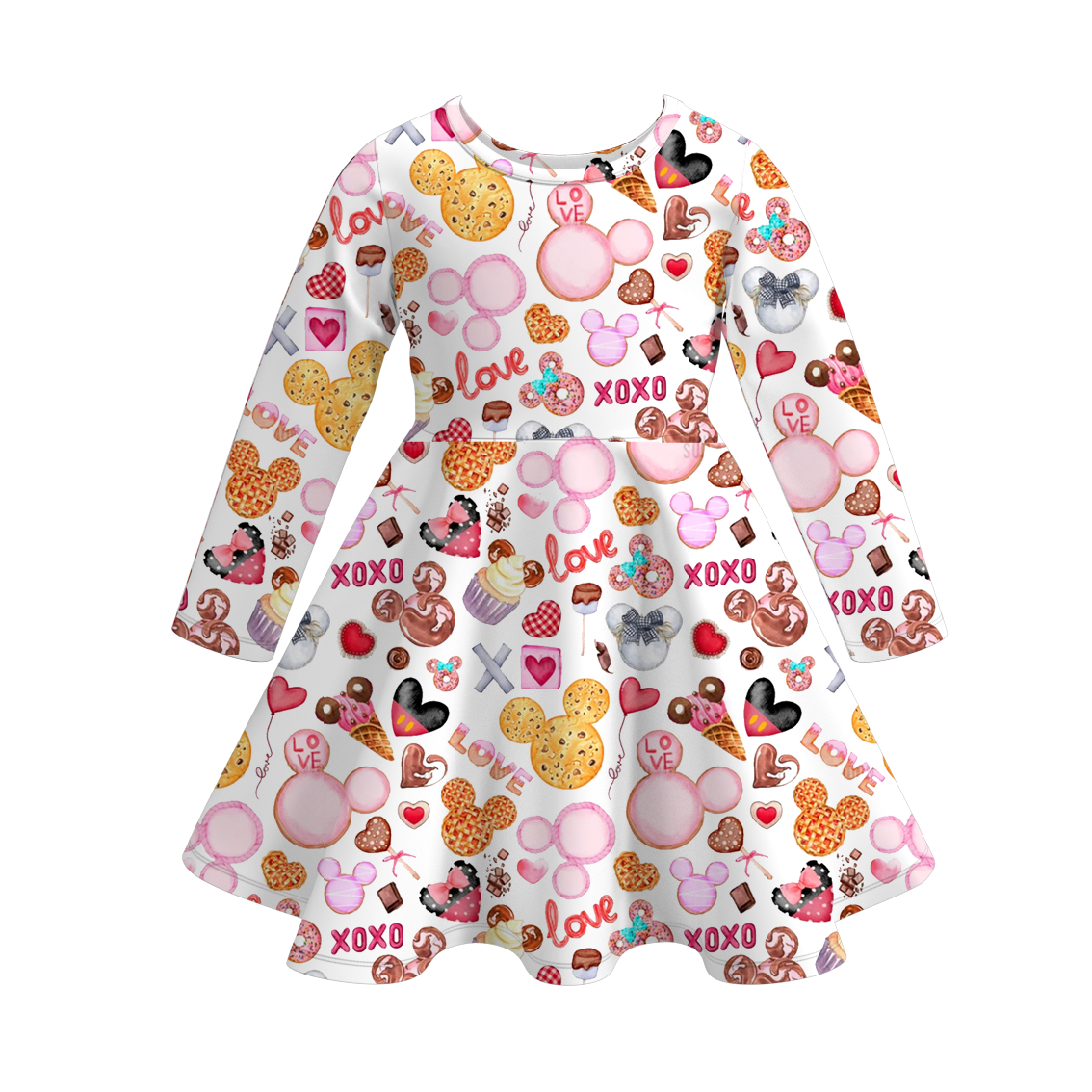 （Pre Order）Girls Valentine's Day Cartoon Print Dress