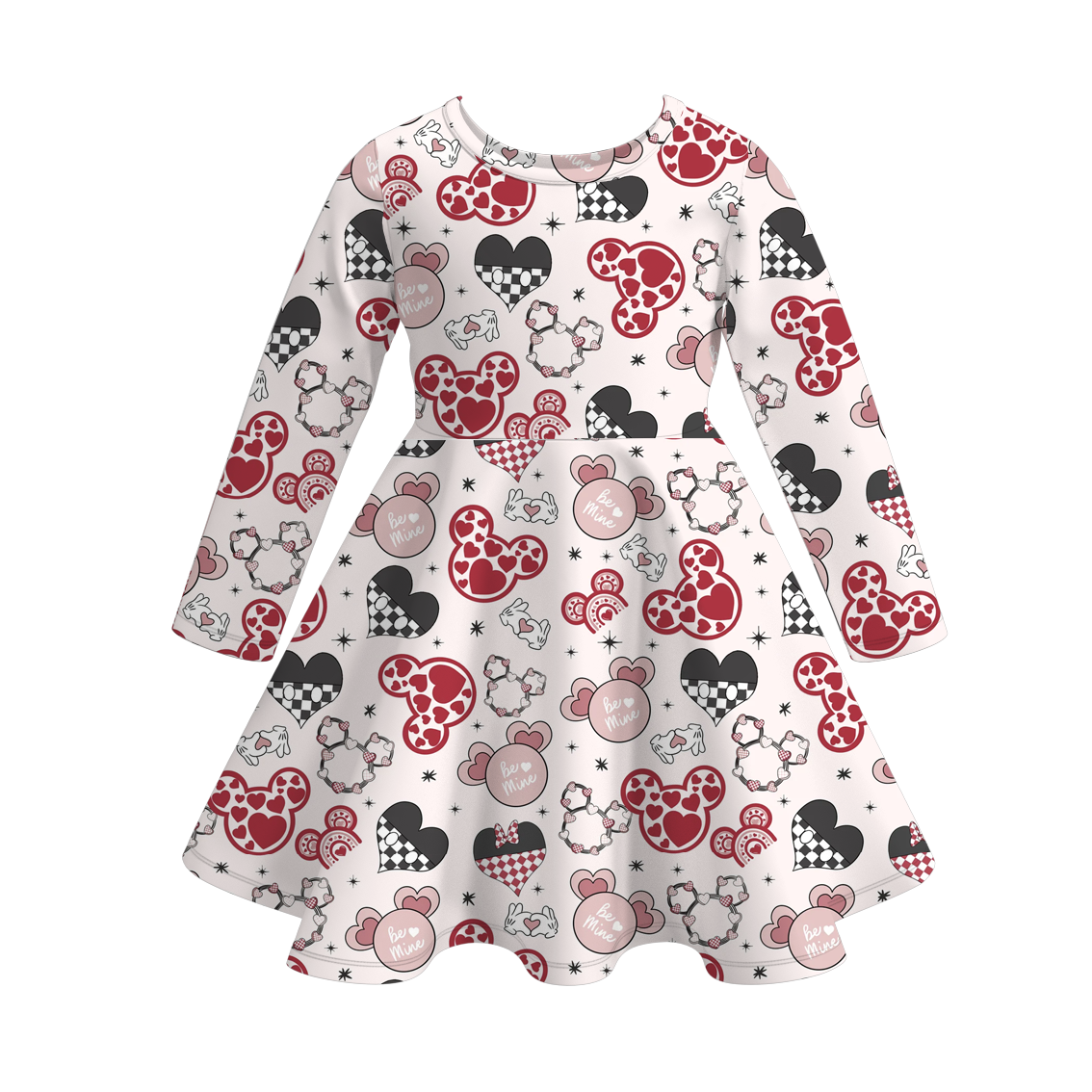 （Pre Order）Girls Valentine's Day Cartoon Print Dress