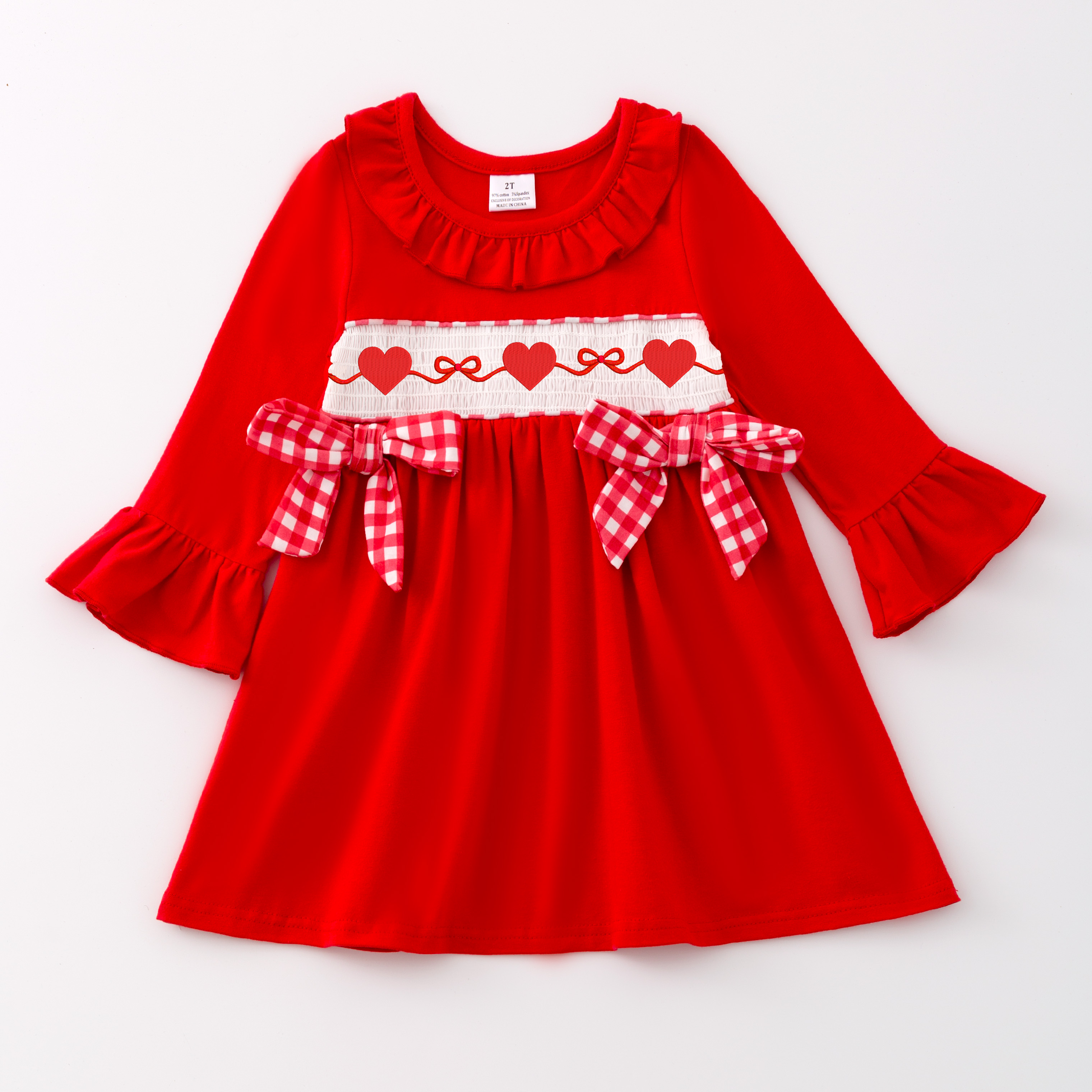 （Pre Order）Girls and Boys Valentine's Day Embroidery Smocked Dress Romper Outfit