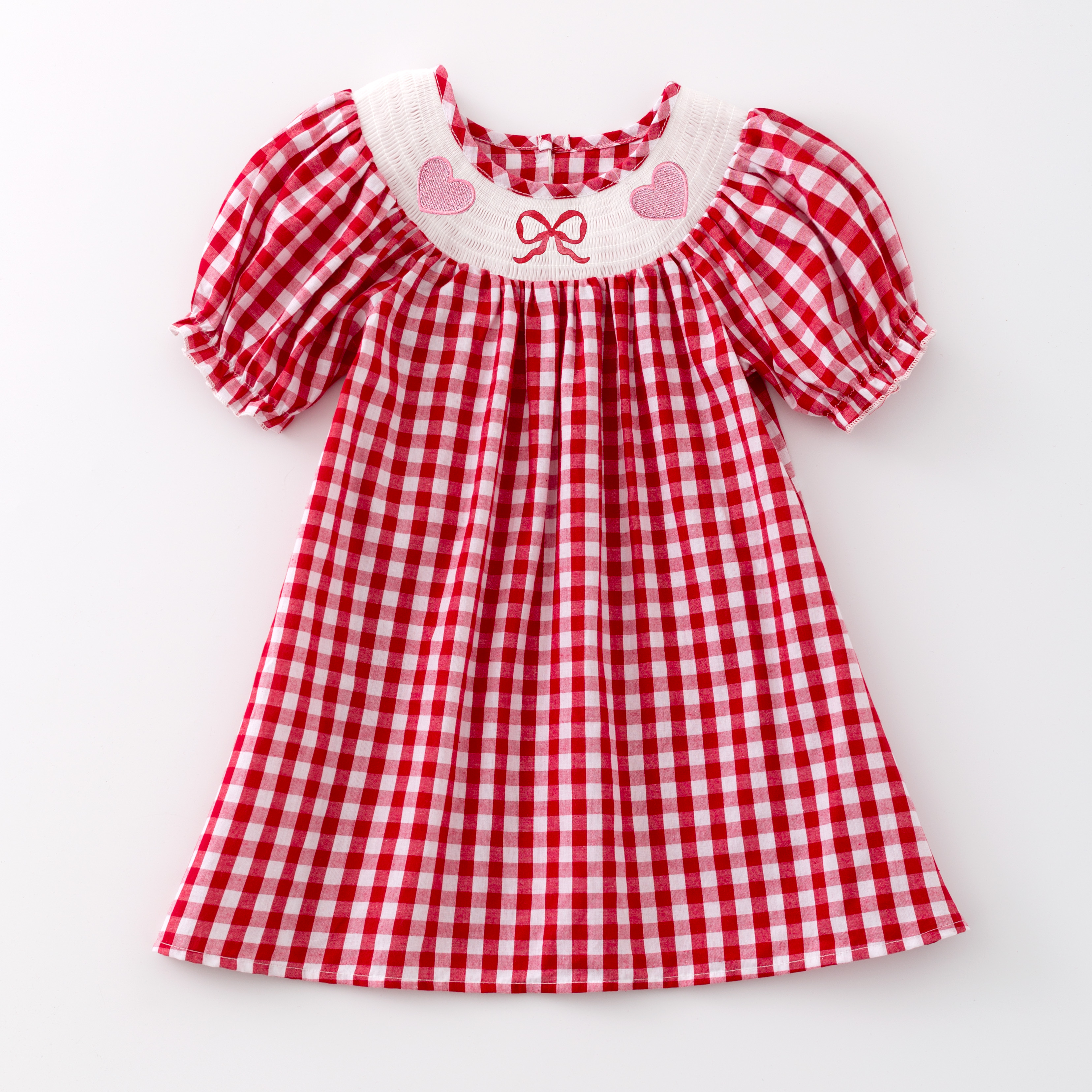 （Pre Order）Girls Valentine's Day Embroidery Smocked Dress and Romper