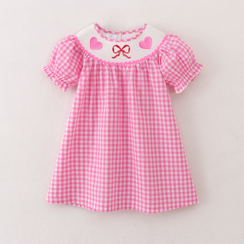 （Pre Order）Girls Valentine's Day Embroidery Smocked Dress and Romper