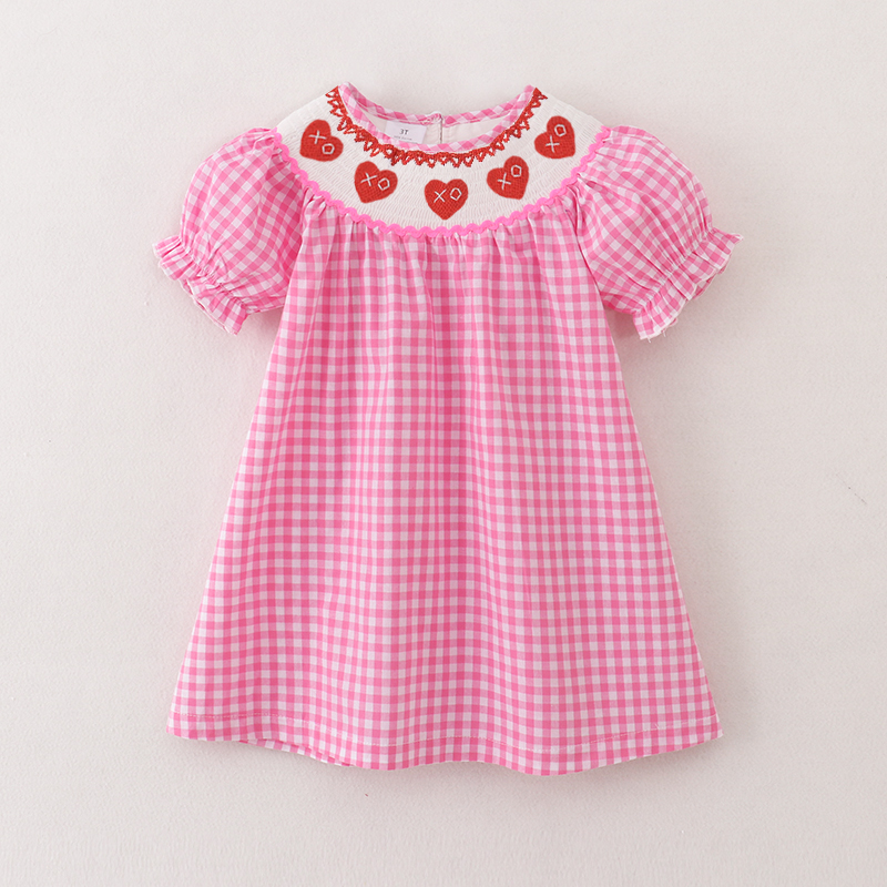 （Pre Order）Girls Valentine's Day Embroidery Smocked Dress and Romper