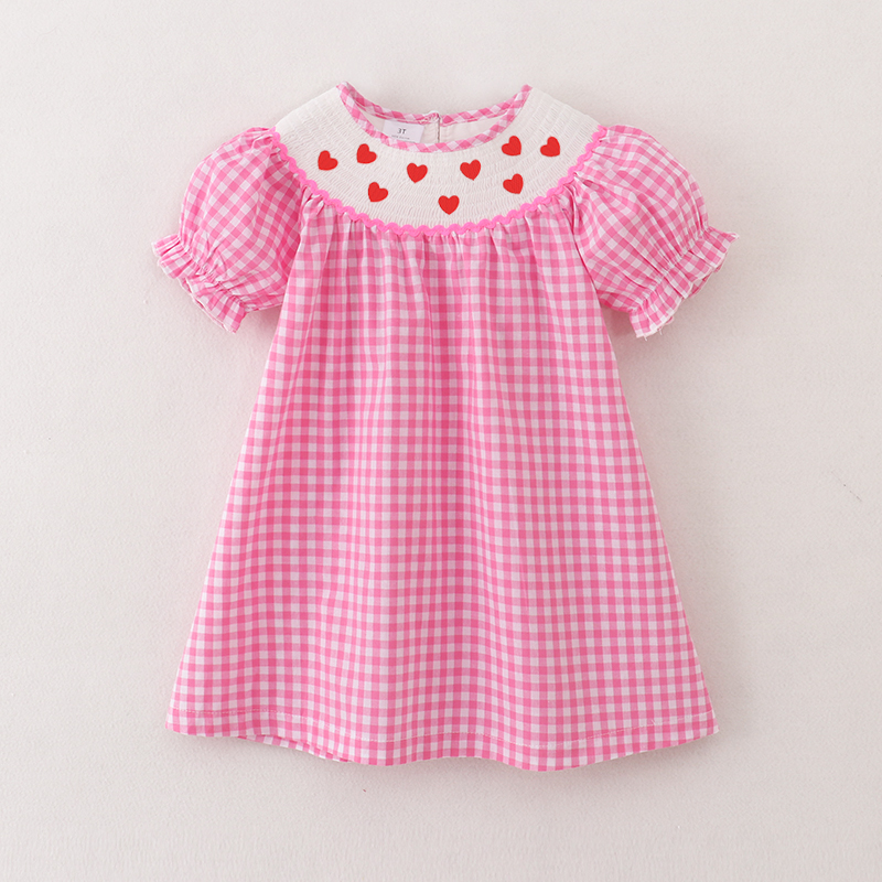 （Pre Order）Girls Valentine's Day Embroidery Smocked Dress and Romper