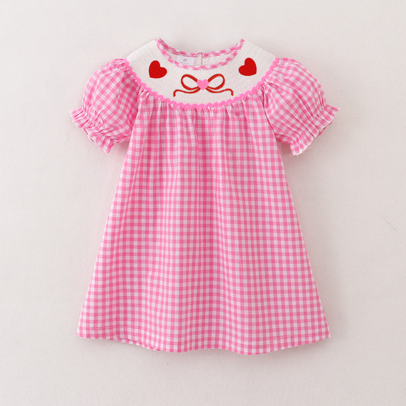 （Pre Order）Girls Valentine's Day Embroidery Smocked Dress and Romper