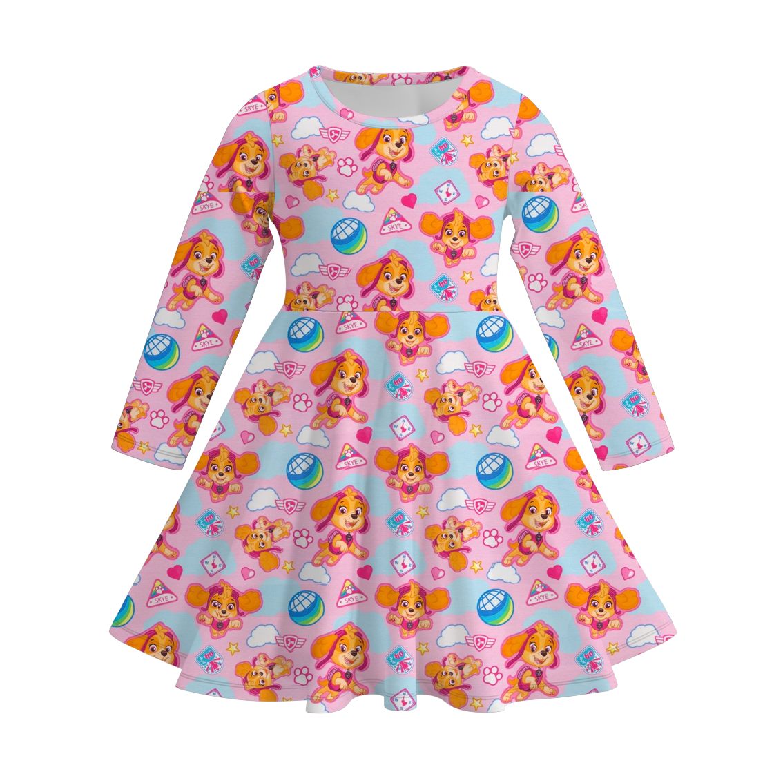 （Pre Order）Girls Cartoon Character Print Milk Silk Dress