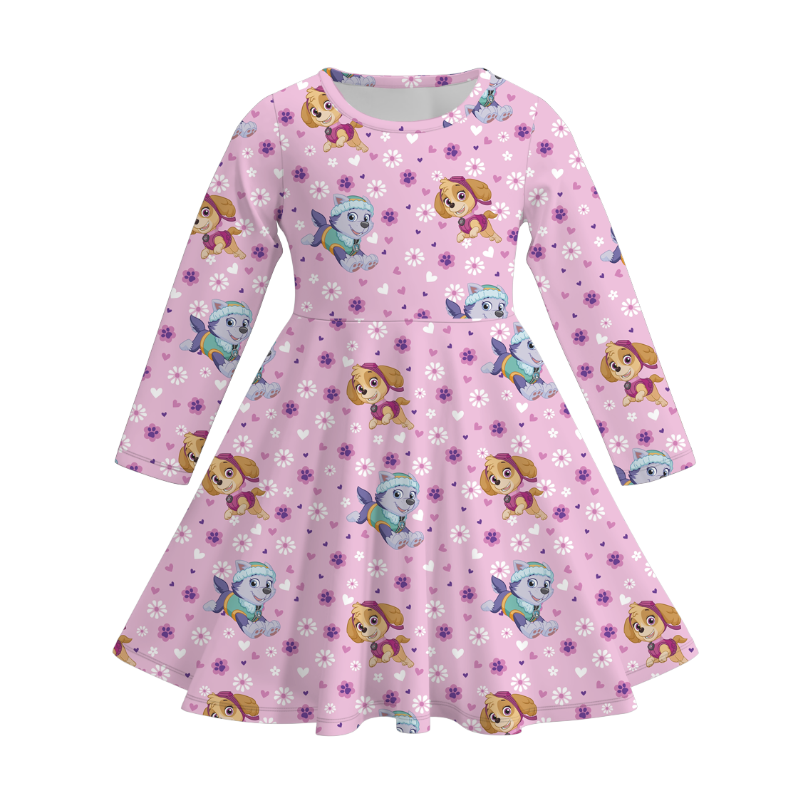 （Pre Order）Girls Cartoon Character Print Milk Silk Dress