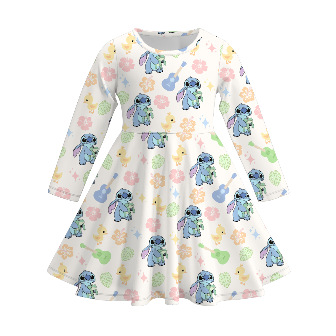 （Pre Order）Girls Cartoon Character Print Milk Silk Dress