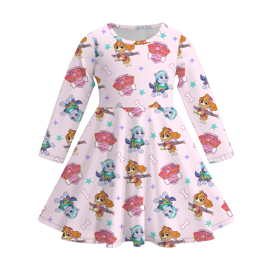 （Pre Order）Girls Cartoon Character Print Milk Silk Dress