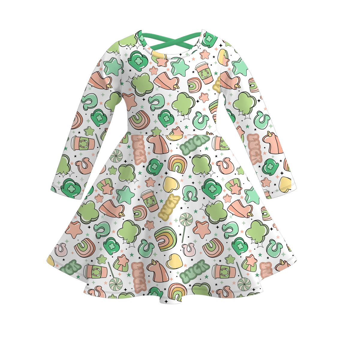 （Pre Order）Girls St.Patrick's Day Shamrock Print Dress