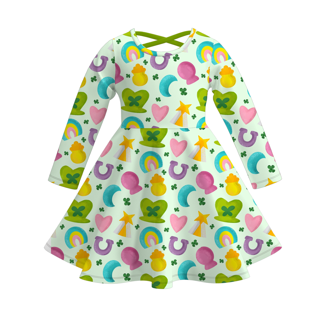 （Pre Order）Girls St.Patrick's Day Shamrock Print Dress