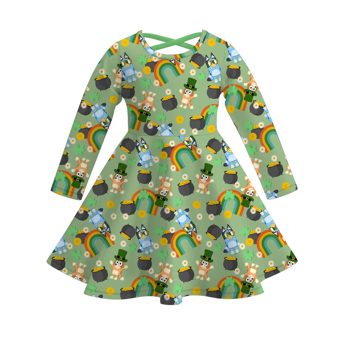 （Pre Order）Girls St.Patrick's Day Shamrock Print Dress