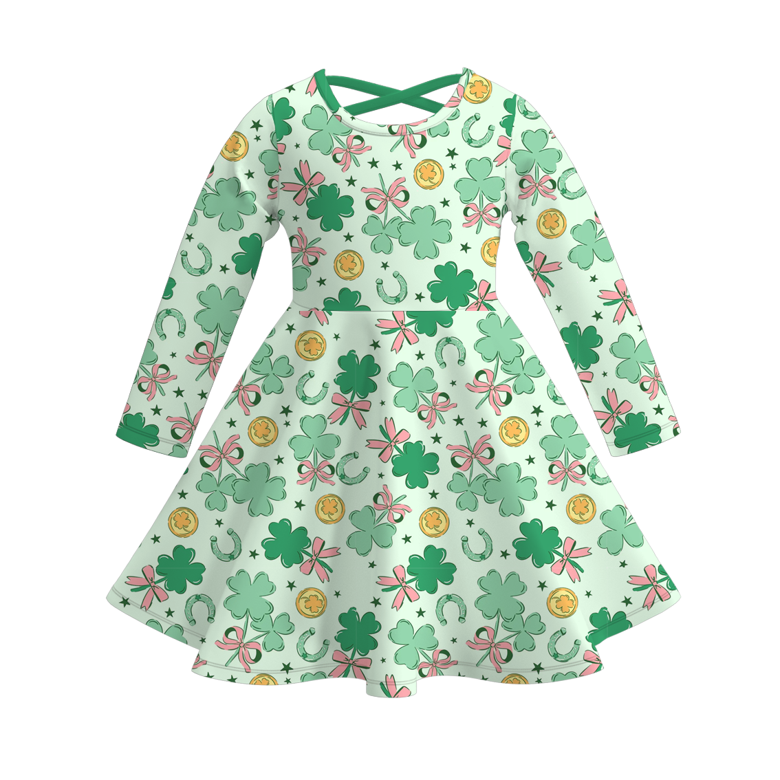 （Pre Order）Girls St.Patrick's Day Shamrock Print Dress