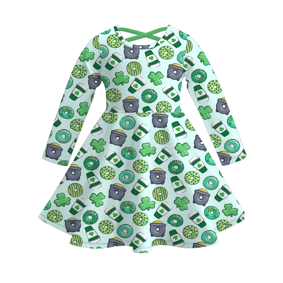 （Pre Order）Girls St.Patrick's Day Shamrock Print Dress