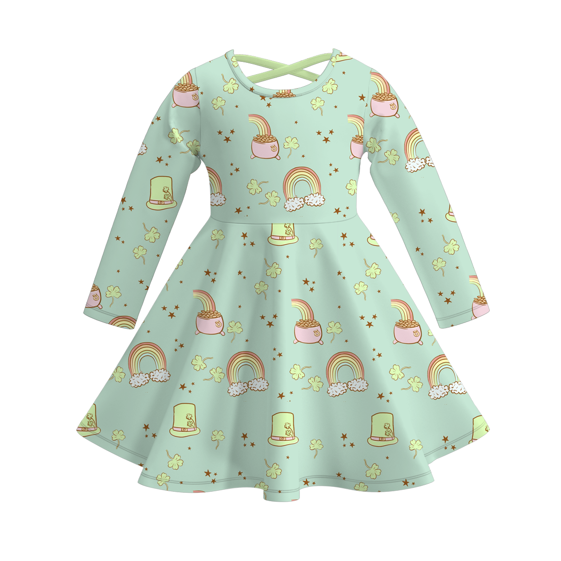 （Pre Order）Girls St.Patrick's Day Shamrock Print Dress