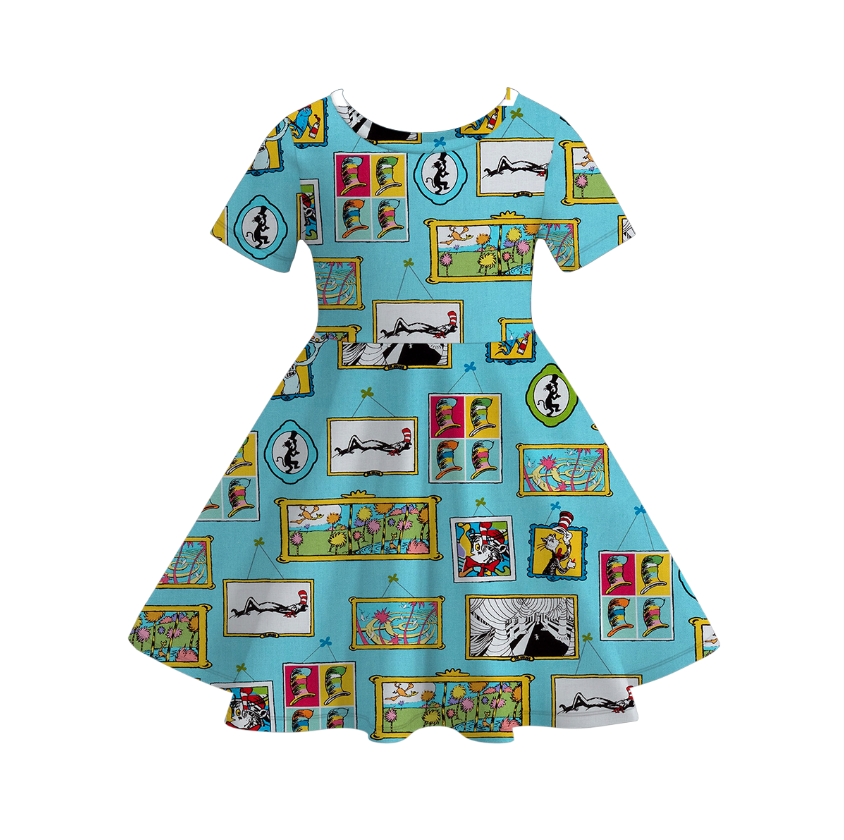 （Pre Order）Girls Spring and Summer DR SEUSS Print Dress