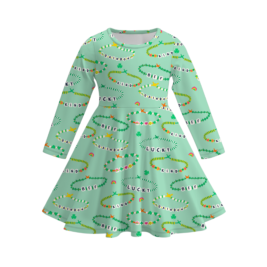 （Pre Order）Girls St.Patrick's Day Shamrock Print Dress