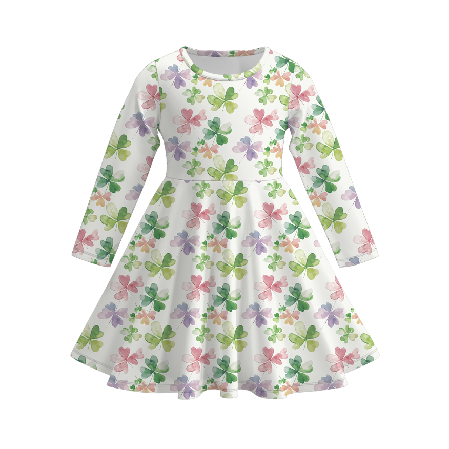 （Pre Order）Girls St.Patrick's Day Shamrock Print Dress