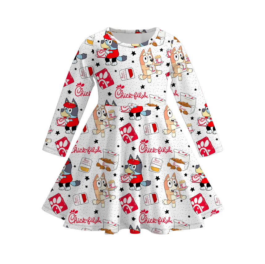 （Pre Order）Girls Cute Cartoon Character Print Dress