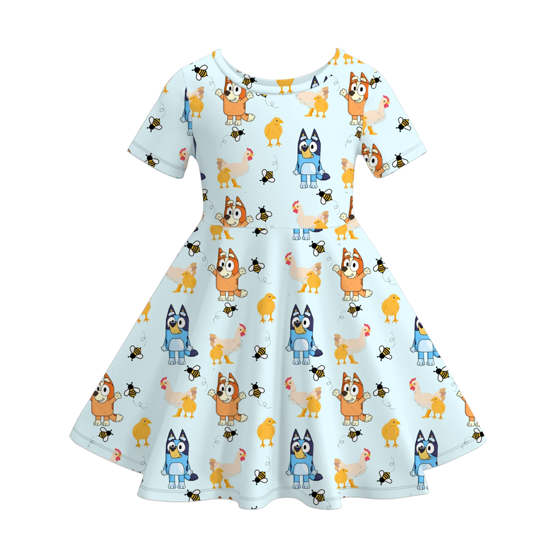 （Pre Order）Girls Spring and Summer Cartoon Character Print Dress