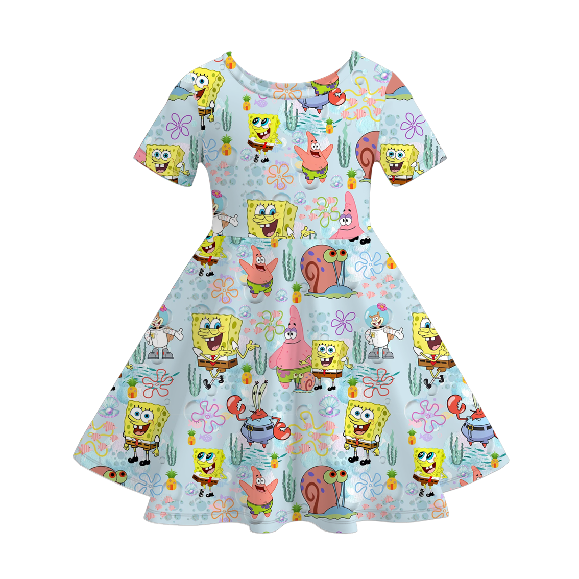 （Pre Order）Girls Spring and Summer Cartoon Character Print Dress