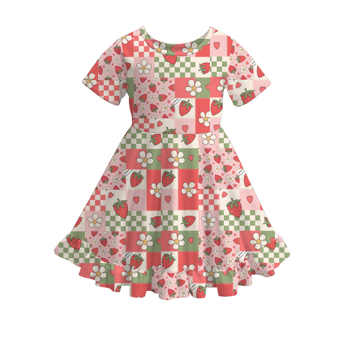 （Pre Order）Girls Spring and Summer Strawberry Print Dress