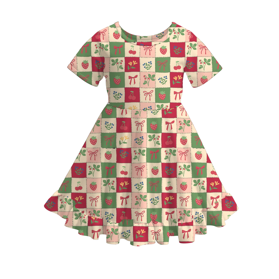 （Pre Order）Girls Spring and Summer Strawberry Print Dress