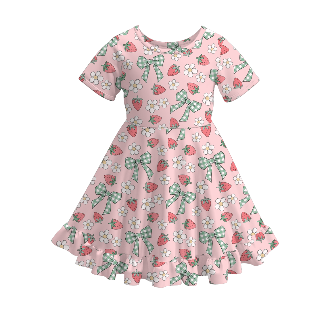 （Pre Order）Girls Spring and Summer Strawberry Print Dress