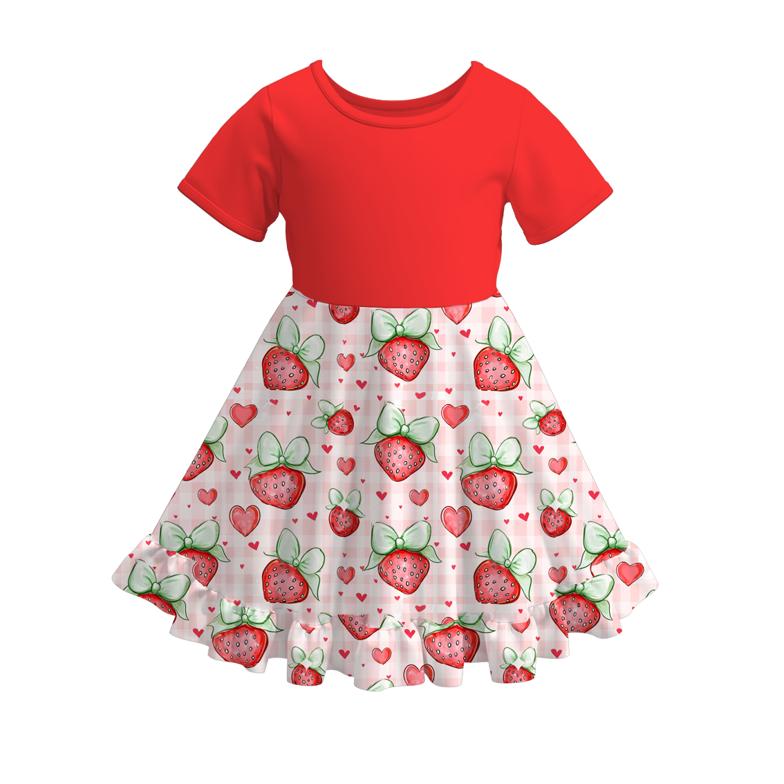 （Pre Order）Girls Spring and Summer Strawberry Print Dress