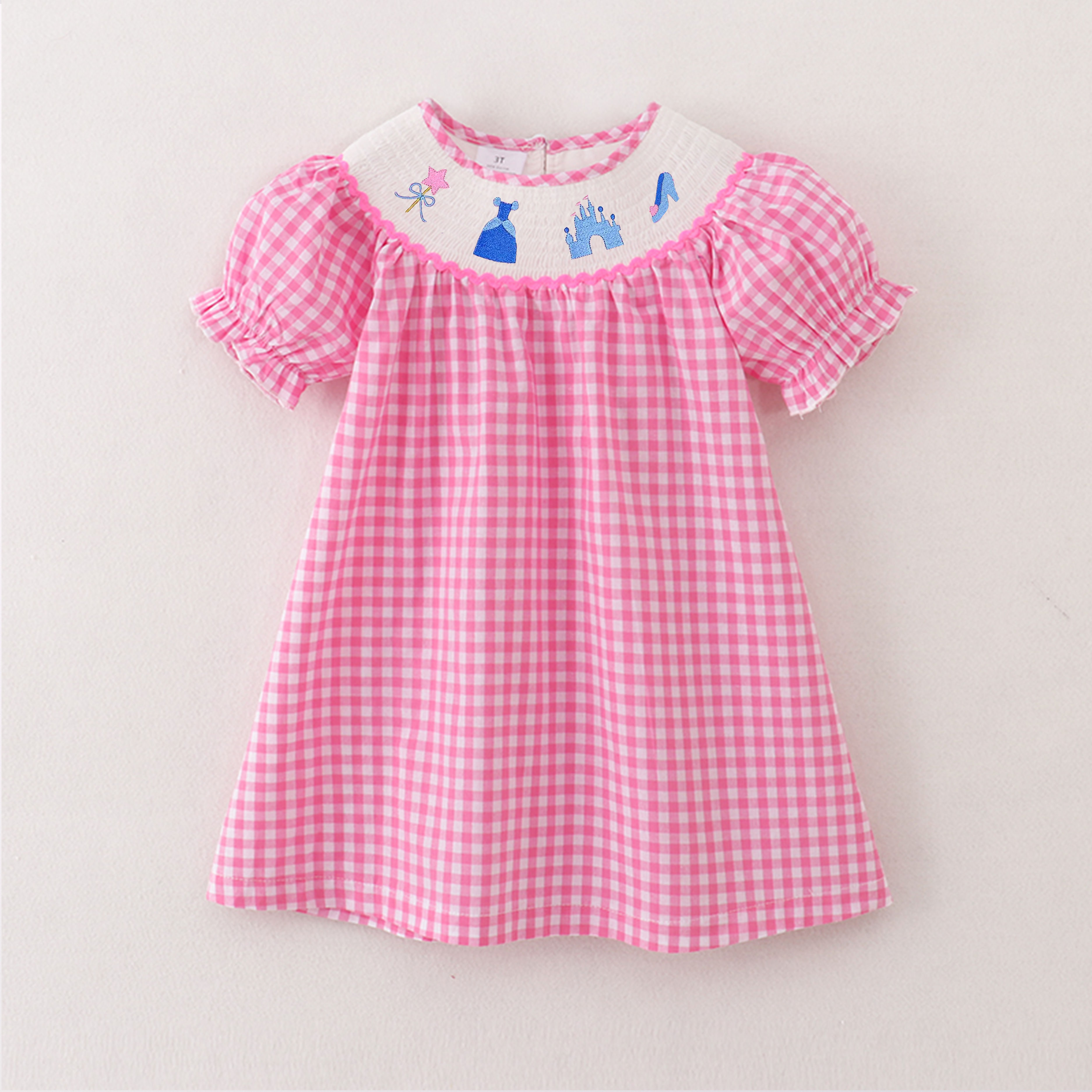 （Pre Order）Girls Spring Princess Embroidery Smocked Dress Romper