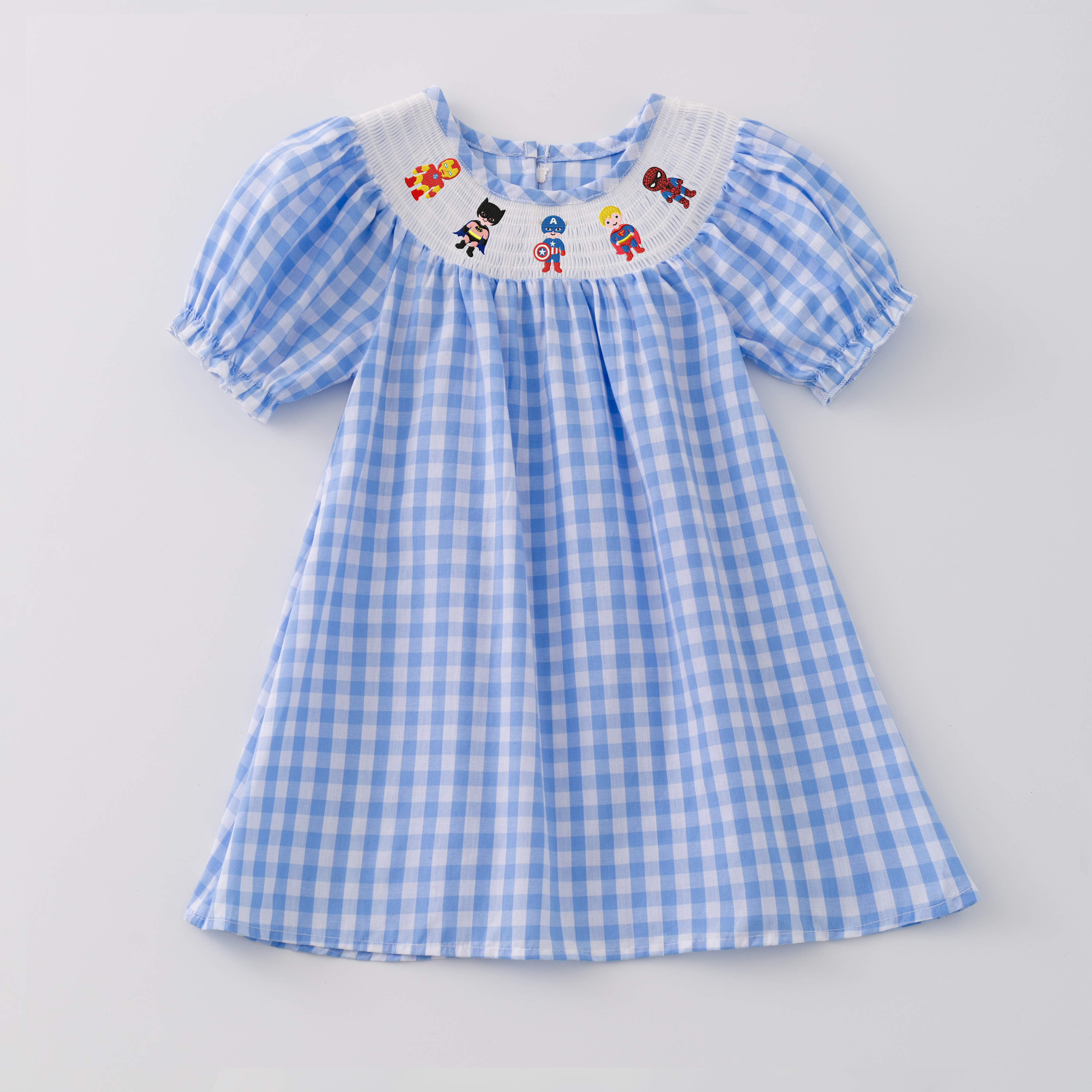 （Pre Order）Girls and Boys Spring Cartoon Character Embroidery Smocked Dress Romper Outfit