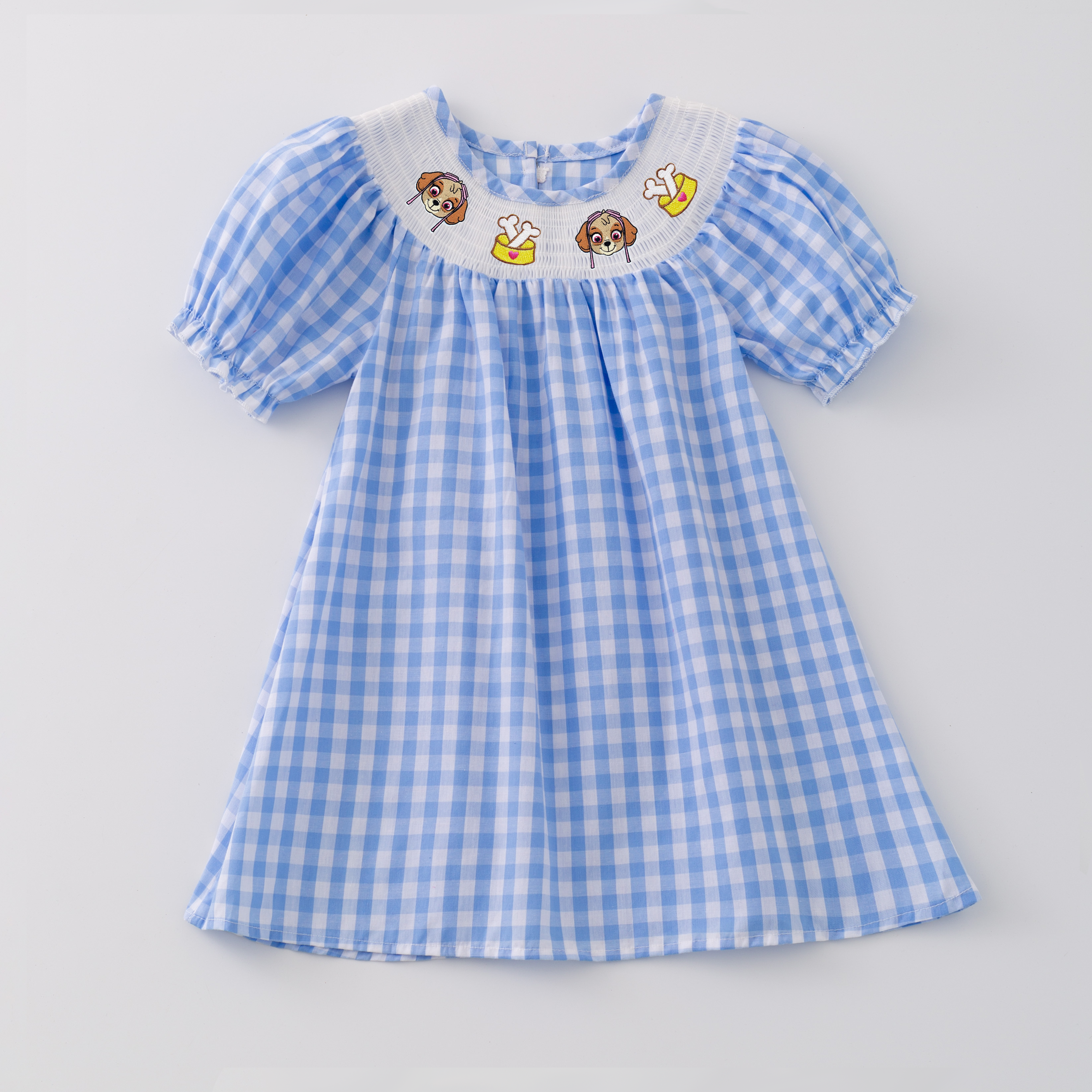 （Pre Order）Girls and Boys Spring Cartoon Character Embroidery Smocked Dress Romper Outfit