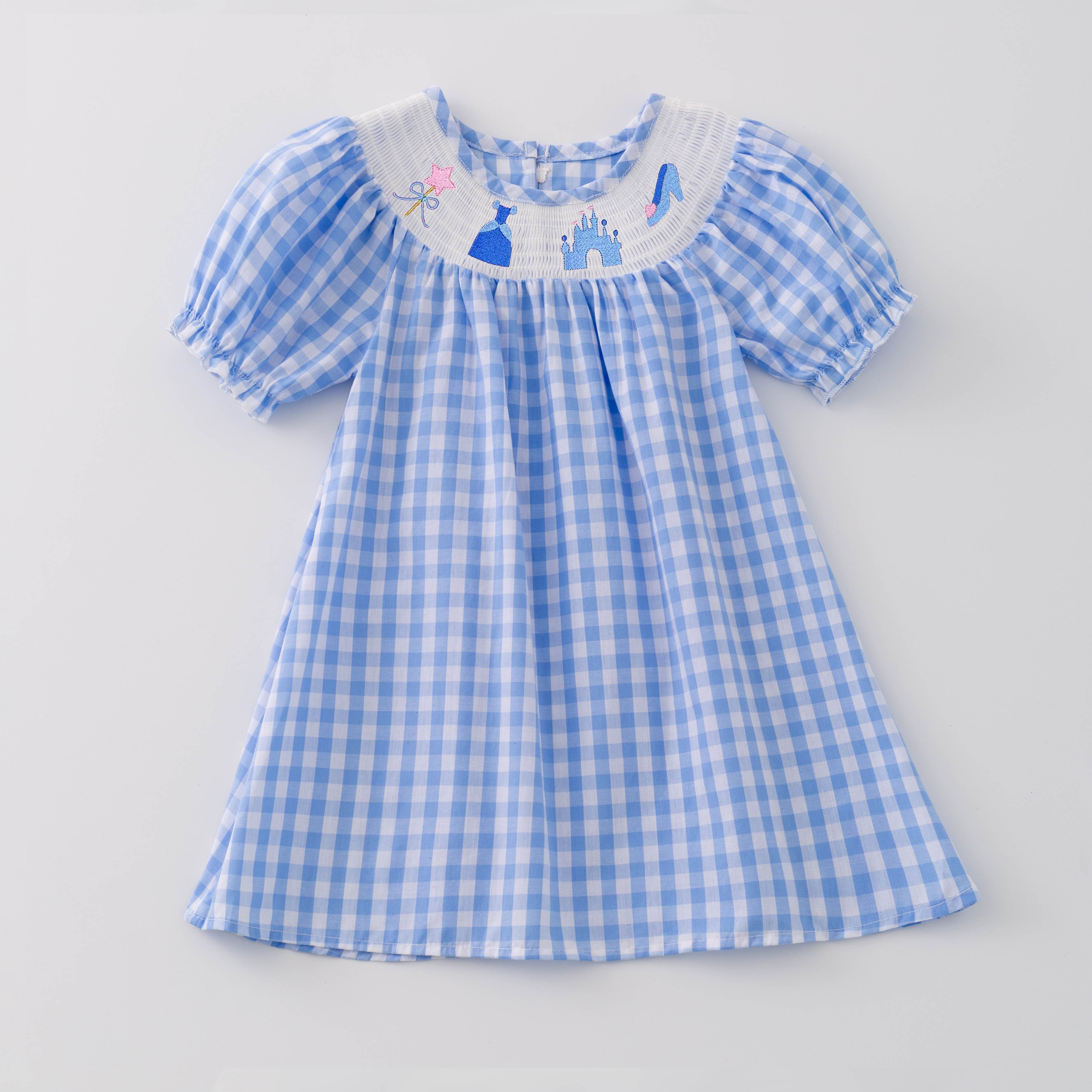 （Pre Order）Girls Spring Princess Embroidery Smocked Dress Romper