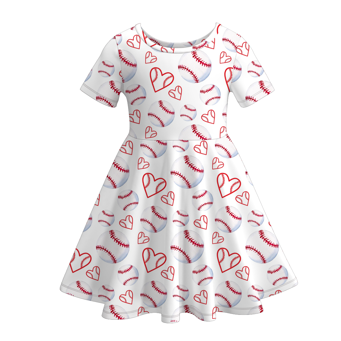 （Pre Order）Girls Spring and Summer Baseball Print Dress