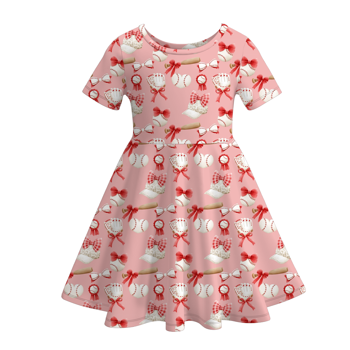 （Pre Order）Girls Spring and Summer Baseball Print Dress