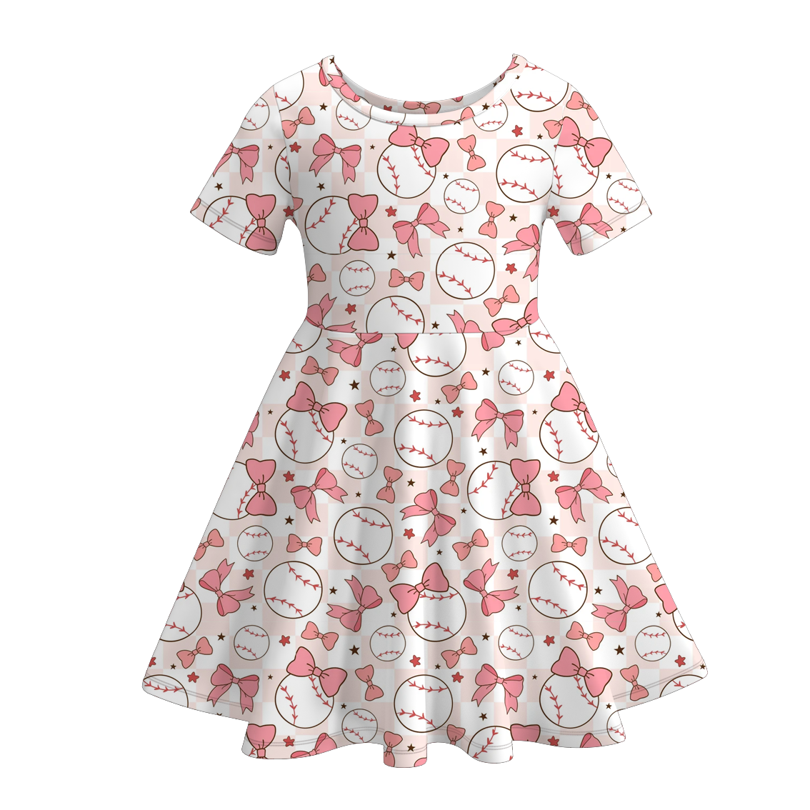 （Pre Order）Girls Spring and Summer Baseball Print Dress