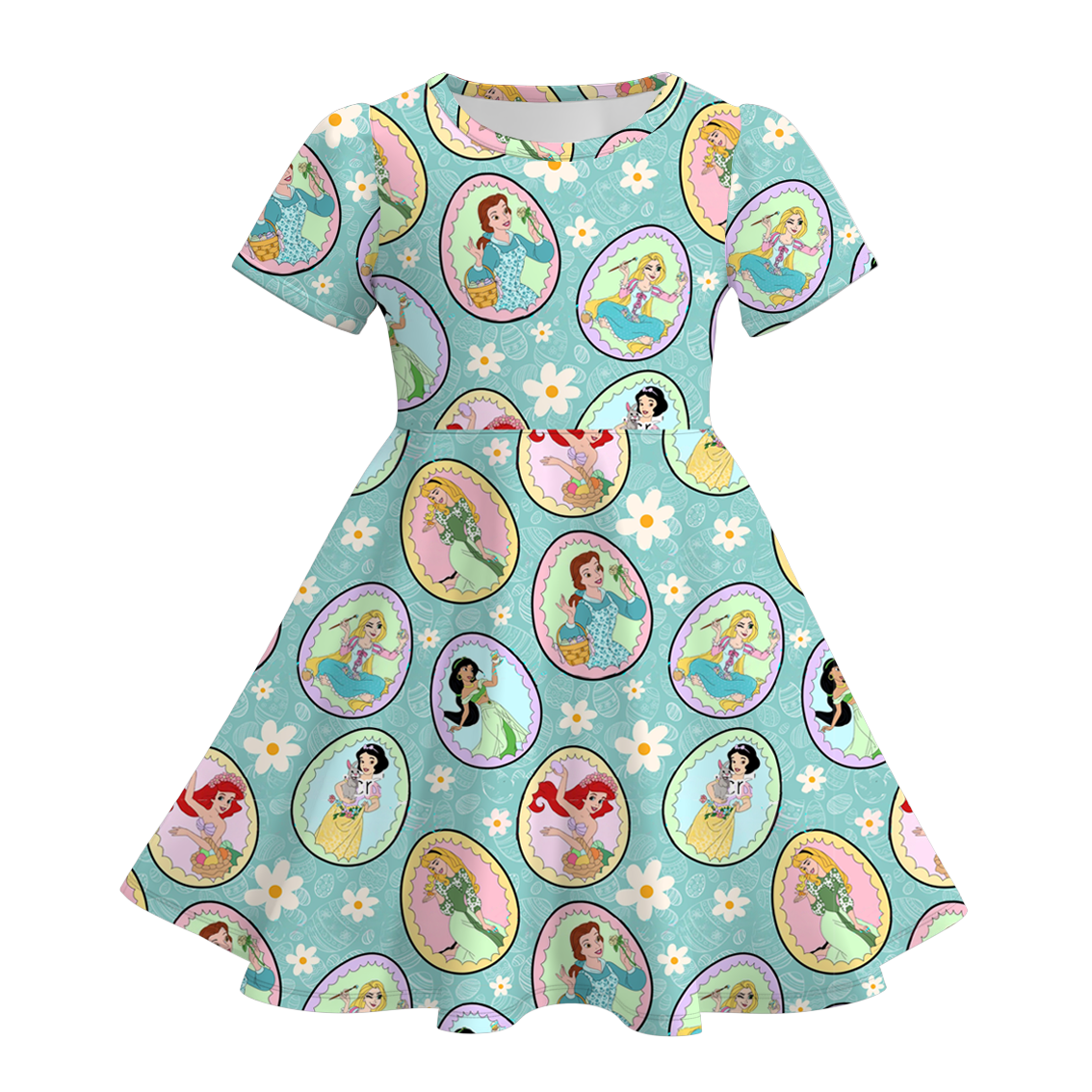 （Pre Order）Girls Spring and Summer Chick＆Easter Bunny Print Dress