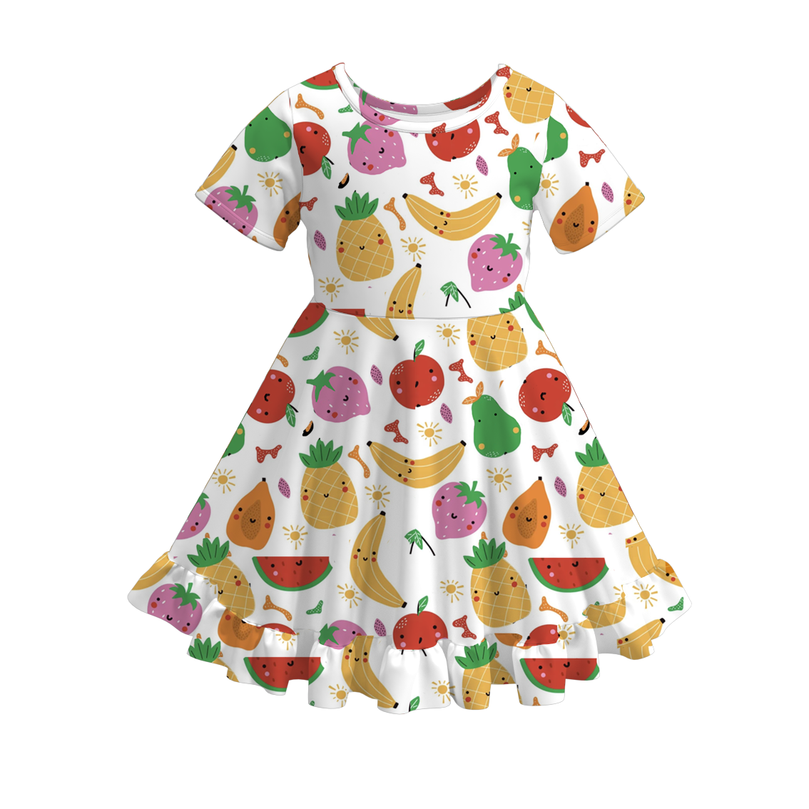 （Pre Order）Girls Spring and Summer Fruit Print Dress