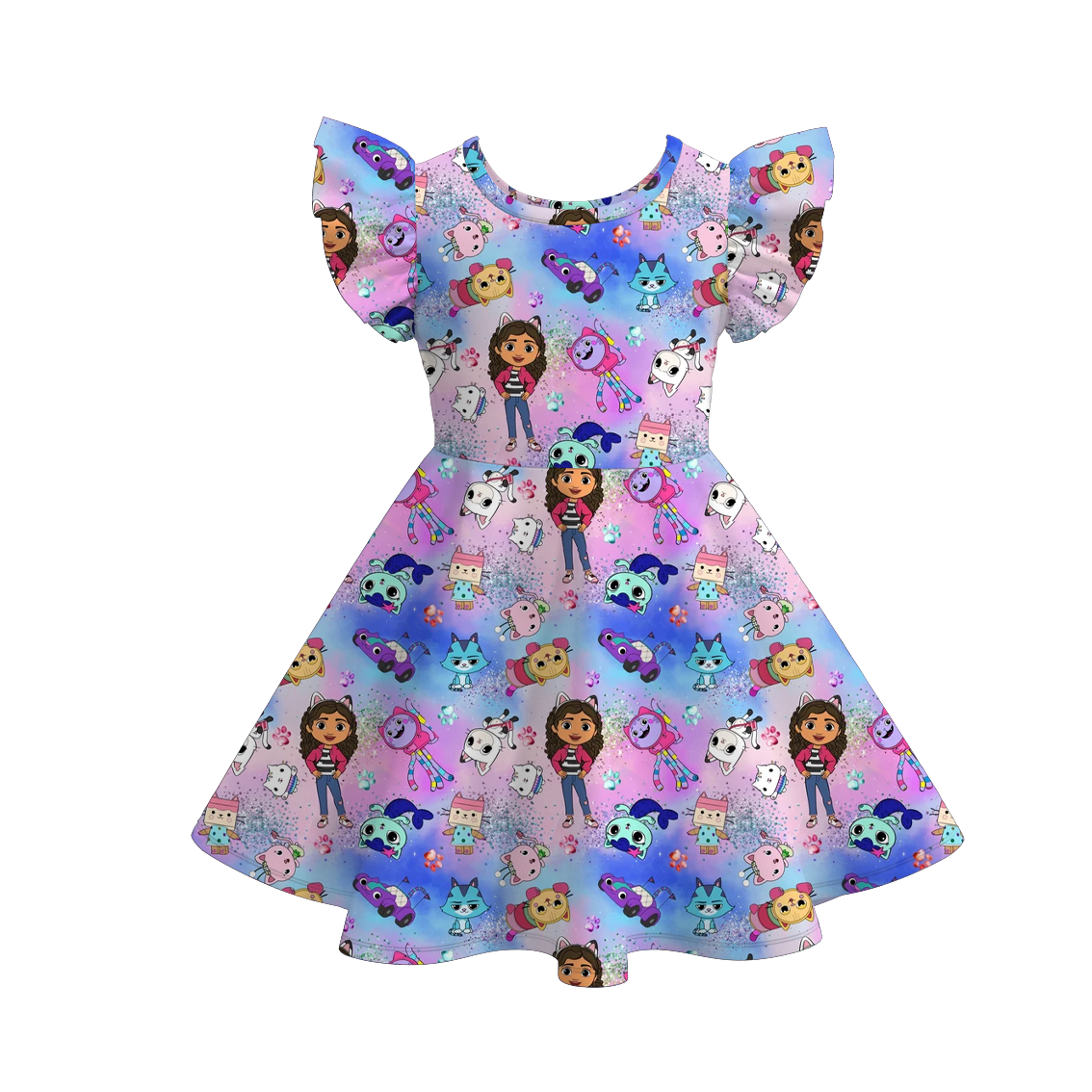 （Pre Order）Girls Spring and Summer Cartoon Character Print Dress