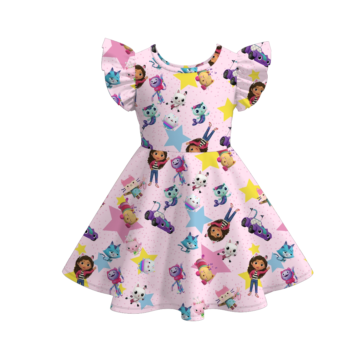 （Pre Order）Girls Spring and Summer Cartoon Character Print Dress