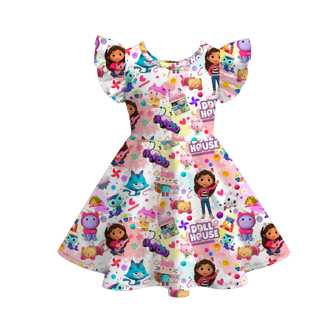 （Pre Order）Girls Spring and Summer Cartoon Character Print Dress