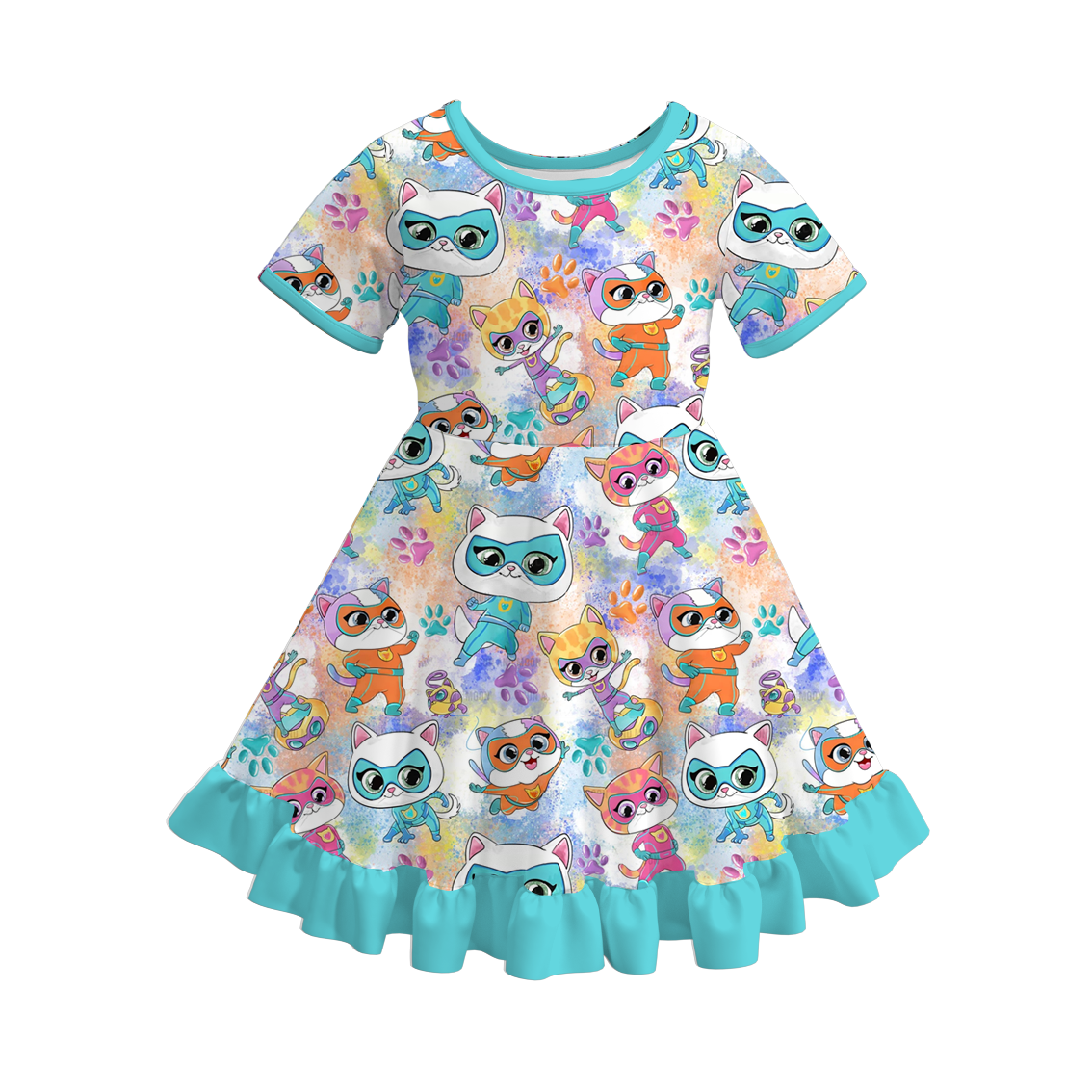 （Pre Order）Girls Spring and Summer Cartoon Print Dress