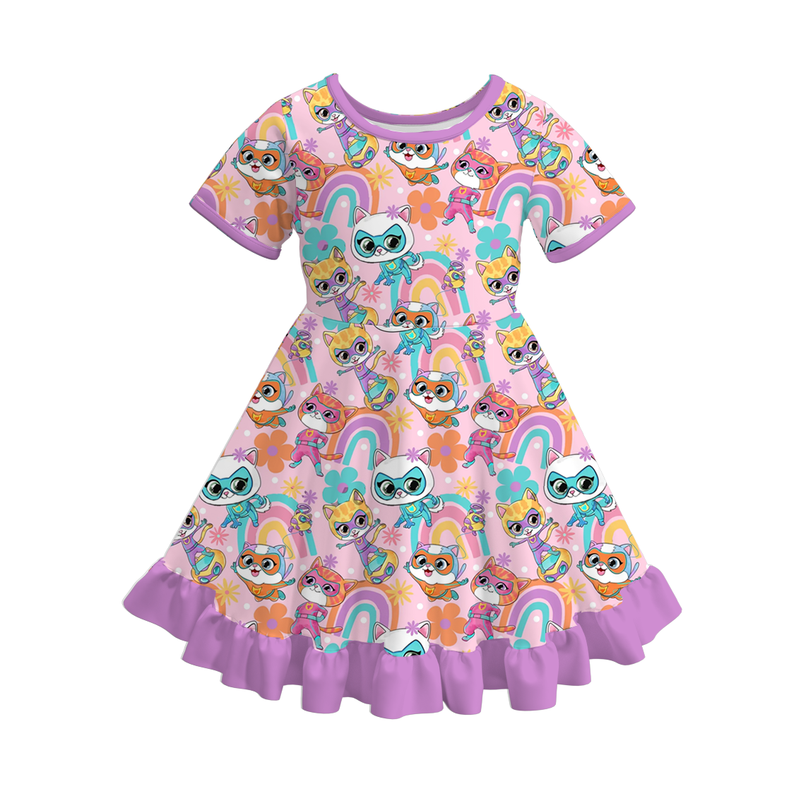 （Pre Order）Girls Spring and Summer Cartoon Print Dress