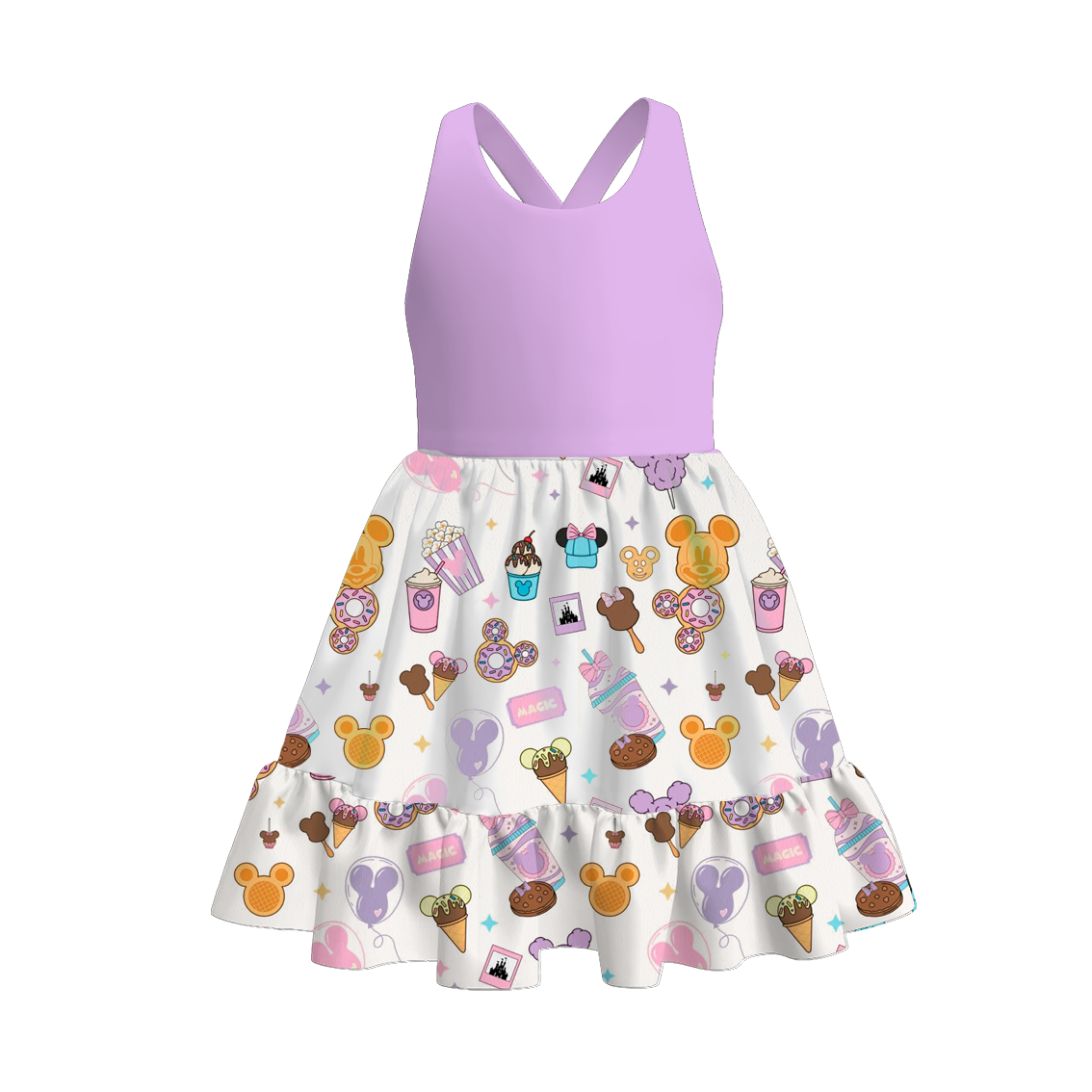 （Pre Order）Girls Spring and Summer Cartoon Character Print Sleeveless Dress