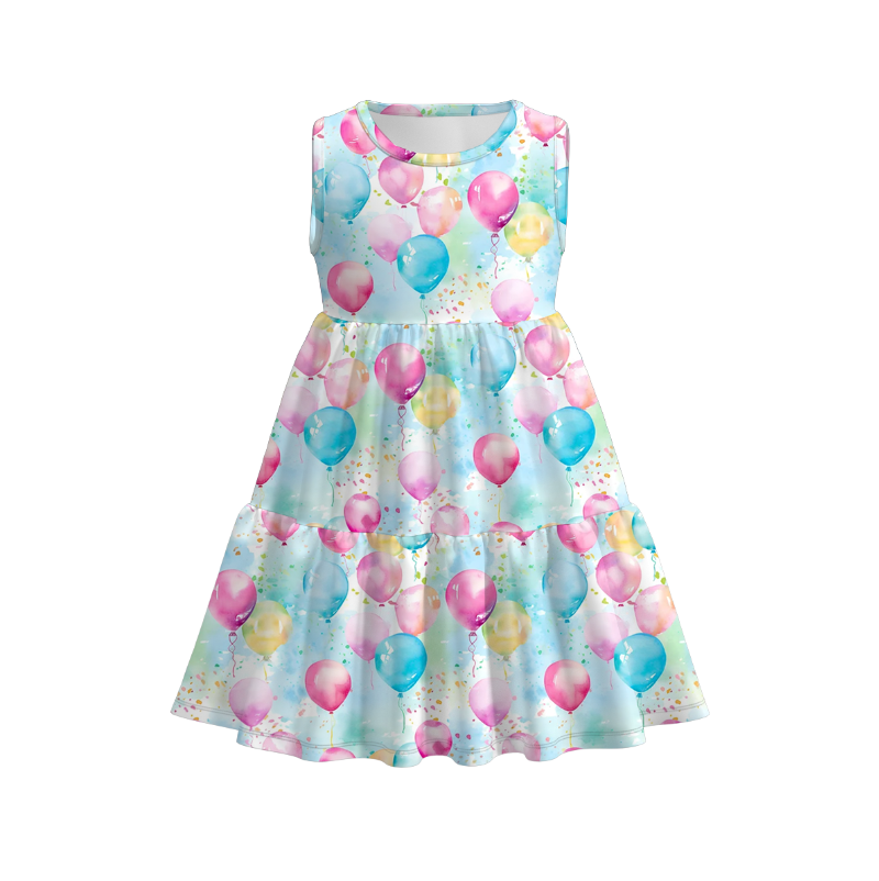 （Pre Order）Girls Spring and Summer Birthday Print Dress