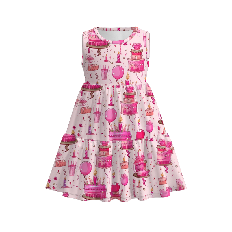 （Pre Order）Girls Spring and Summer Birthday Print Dress