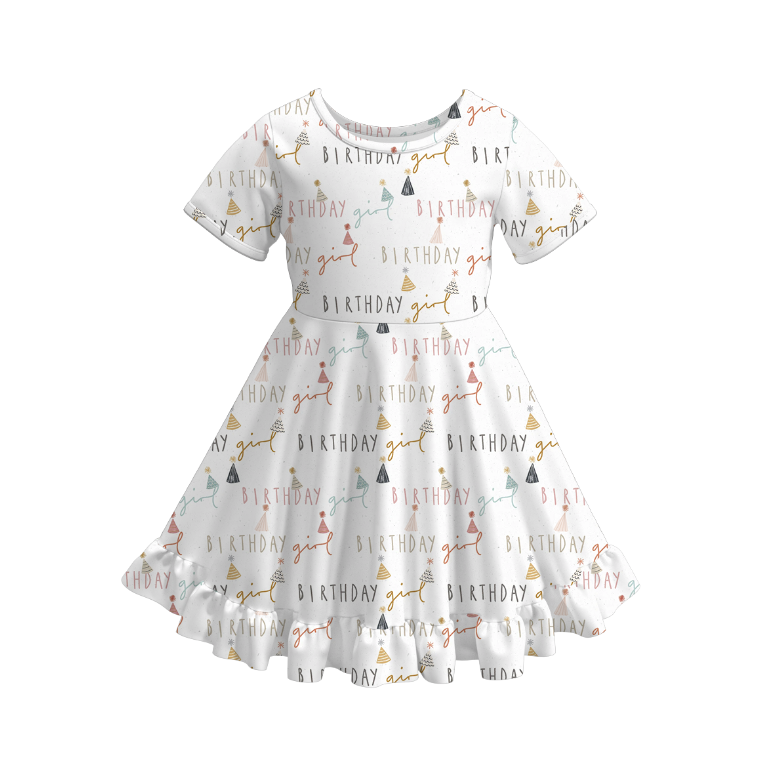 （Pre Order）Girls Spring and Summer Birthday Print Dress