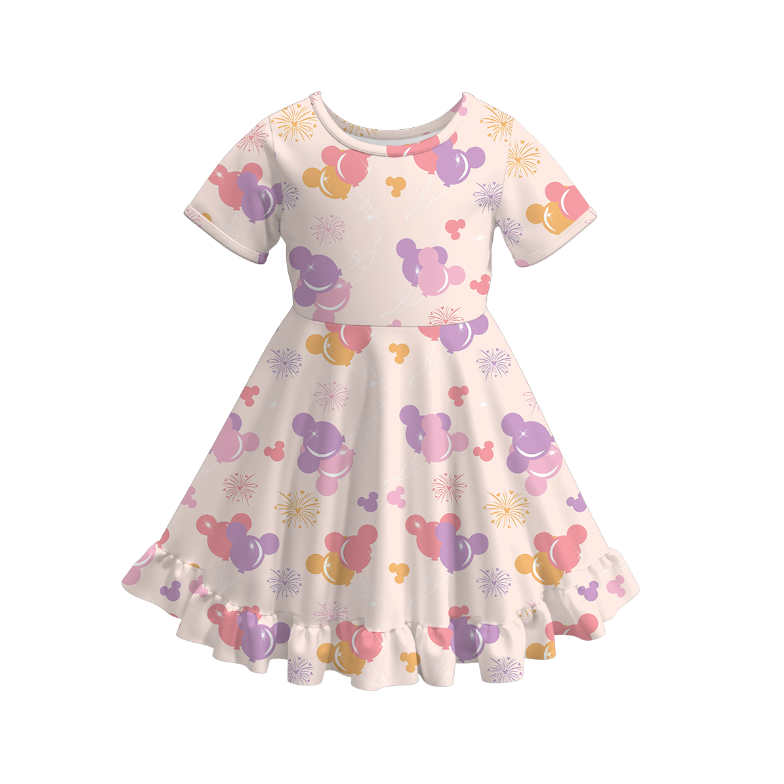 （Pre Order）Girls Spring and Summer Birthday Print Dress