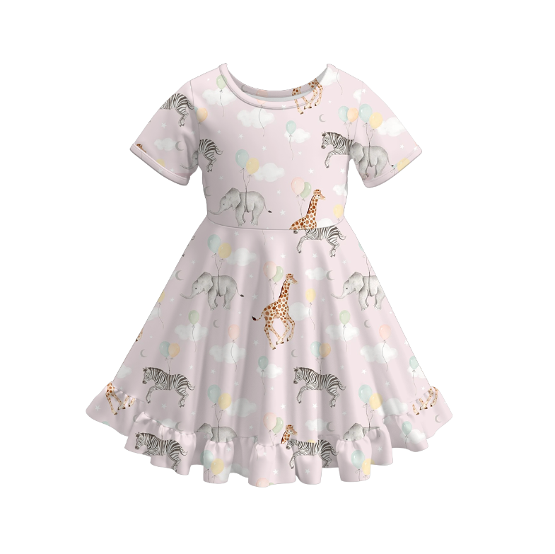 （Pre Order）Girls Spring and Summer Birthday Print Dress