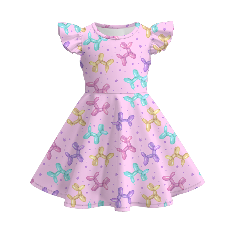 （Pre Order）Girls Spring and Summer Birthday Print Dress